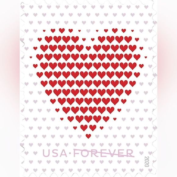 100 Made of Hearts Forever Postage Stamps USPS Valentines Wedding Invitations - Picture 3 of 7
